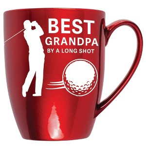 Elanze Designs Best Grandpa By A Long Shot Cardinal Red 10 ounce New Bone China Coffee Cup Mug - 1 of 4