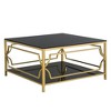 Merax Square Coffee Table with Black or Clear Glass Top and Two-Tier Display Shelf - 4 of 4