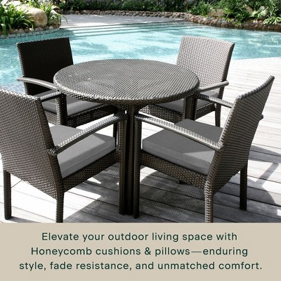Platinum Grey Textured Solid Outdoor Dining Seat Cushions (2-Pack)