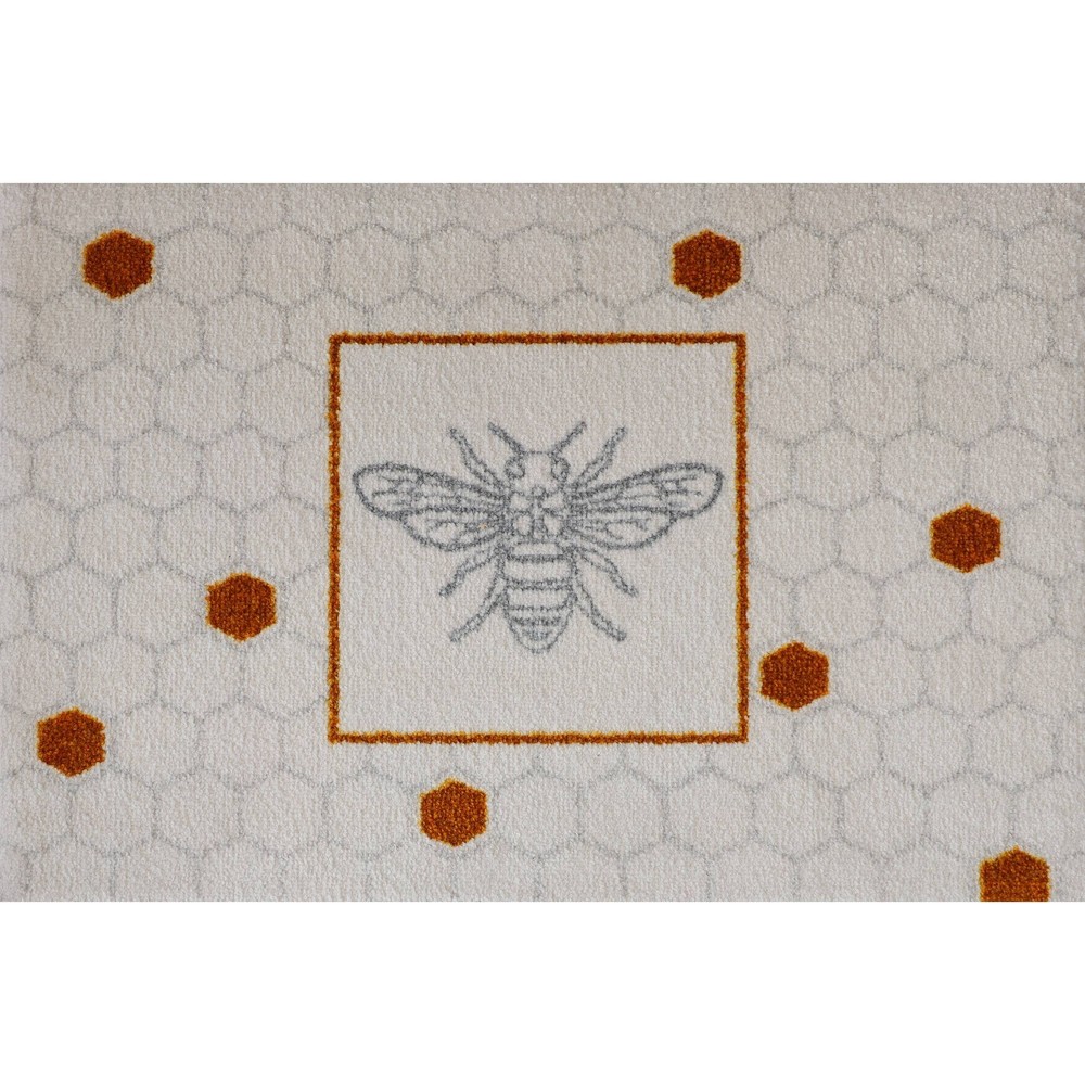 Photos - Doormat Bungalow Flooring 2'x3' ColorStar Bee Hex Door Mat White  