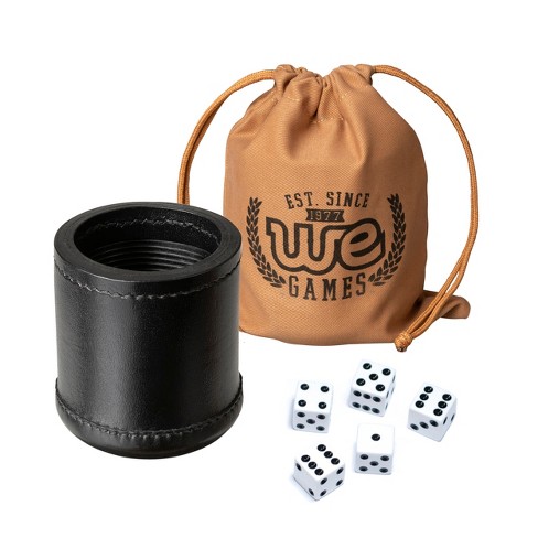 Exclusive Storage and Transport Case Made of Faux Leather with Magnetic Closure Party Games Leather Dice Cup Set 5 Leather Dice Cups 25 Dice 