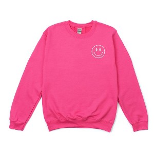 Simply Sage Market Women's Graphic Sweatshirt Embroidered Smiley Face Outline - 1 of 3