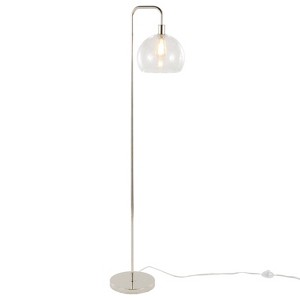 LumiSource Metro 61" Metal Floor Lamp in Polished Nickel with Seeded Glass Shade from Grandview Gallery: UL Listed, 1-Way Switch, E26 Base - 1 of 4