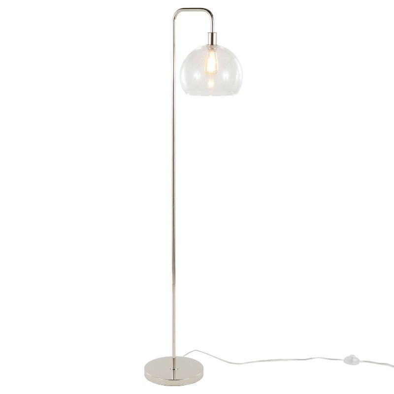 LumiSource Metro 61&#34; Contemporary Metal Floor Lamp in Polished Nickel with Clear Seeded Glass Shade from Grandview Gallery, 1 of 7