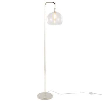 LumiSource Metro 61" Contemporary Metal Floor Lamp in Polished Nickel with Clear Seeded Glass Shade from Grandview Gallery