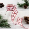 Northlight Red and White Knit Pattern Wired Craft Christmas Ribbon 2.5" x 10 Yards - 2 of 4