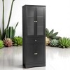 Tall Bathroom Storage Cabinet with Glass Doors, 1 Drawer, Adjustable Shelf & Multi-Tier Storage, Black, 14.5" Wide - 2 of 4