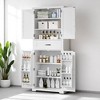 72-Inch Tall Bathroom Storage Cabinet with 4 Doors, 1 Drawer, Adjustable Shelf & Storage Rack, Anti-Tip Design, White - 3 of 4