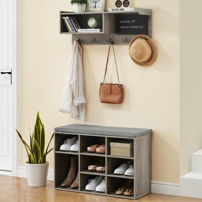 31.5" Wide Hall Tree with Bench and Shoe Storage