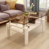 Mayeerty Rectangle Coffee Table, Tempered Glass Tabletop with MDF Layer, Modern Table for Living Room , Brown Glass - 4 of 4