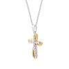 GILDED 1/4 CTTW Natural Diamond Twist Cross Pendant Necklace in 14KT Yellow Gold Plated or 925 Sterling Silver, 18" Chain - 2 of 4