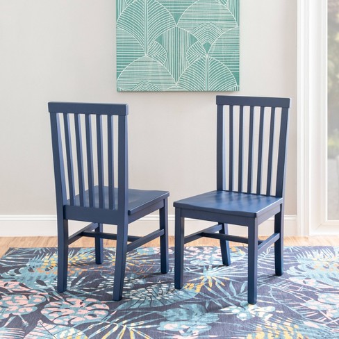 Set Of 2 Percival Solid Wood Slat Back Side Chairs Navy Linon Modern Farmhouse Design Painted Finish 400 Lbs Capacity Target