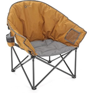 Arrowhead Outdoor Oversized Heavy-Duty Club Folding Camping Chair w/External Pocket, Cup Holder, Portable, Padded, Moon, Round, Bag (Workwear Tan) - 1 of 4