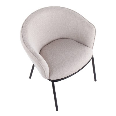 Cream Upholstered Arm Chair with Black Steel Frame