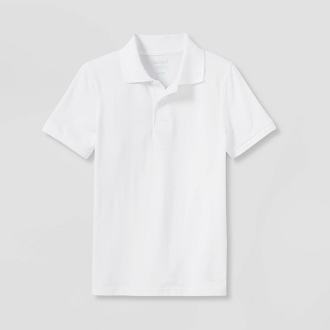 Детские Cat & Jack Boys' Short Sleeve Pique Uniform Polo Shirt - Cat & Jack™ White M: School Uniform Boys, Collared Shirt