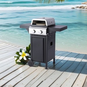 SEVOBAL Outdoor Grills, Griddles and Smokers 2 Burner Propane Gas Grill, BTU Outdoor BBQ with Foldable Side Tables, Black, 22.6"*23.6"*17.32" - 1 of 4