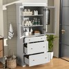 Okak Tall Freestanding Bathroom Cabinet with Glass Doors & Drawers,Floor Storage Cabinet Unit for Bathroom,Kitchen - 2 of 4