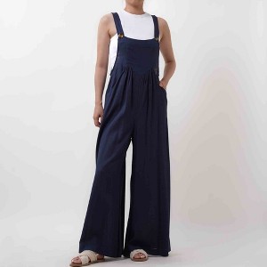 Women's Wide Leg Overall- Breathable Viscose/Linen Blend with Adjustable Straps Cherie Code - 1 of 4