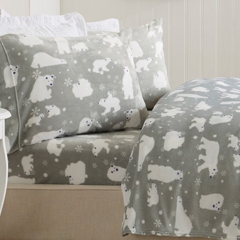 Queen Bed Sheets Set Comfort 4 Piece Fleece Soft Polar Sheet Warm