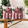 Lomsoe 2pcs Christmas Holiday Decorative Pillow Covers, Red and White Plaid "Merry Christmas" Words with Holly Berry Gift Box, Sofa Bed Cushion Covers - 2 of 4