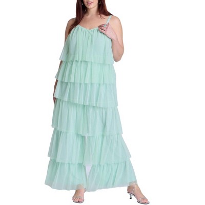 ELOQUII Women's Plus Size Tulle Ruffle Pant