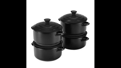 2 PC Cast Iron Ramekin Bakeware Bowls 4 inch x 1/2 inch, 12 oz, Black