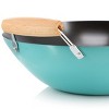 Martha Stewart Everyday Clarkston 14 Inch Nonstick Carbon Steel Wok with Wooden Handle in Teal - 4 of 4
