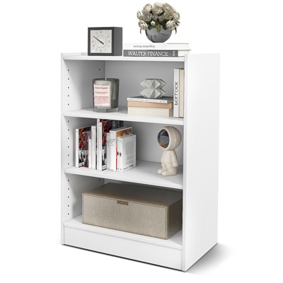 Tangkula 3-Tier Bookcase Open Bookshelf Cube Storage Organizer Floor Standing Display Bookcase with Adjustable Shelves Rustic Brown/Black/White