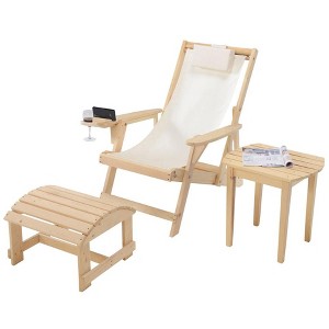 Jiallo Romantic Collection Canvas Sling Chair with Cup and Wine Holder and Ottoman (Set of 3) - 1 of 4