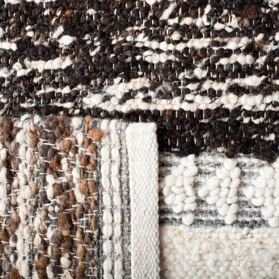 Ivory and Brown Wool Cotton Flatweave 4' x 6' Rug