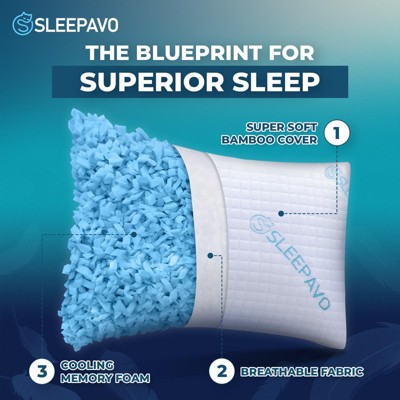 Queen Size Cooling Shredded Memory Foam Bed Pillow