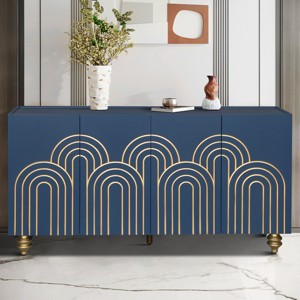 Modern Sideboard Buffet Cabinet, 4 Doors Fluted Storage Cabinet With Adjustable Shelves,Sideboard Cabinet For Kitchen,Living Room-Cuddlewood - 1 of 4