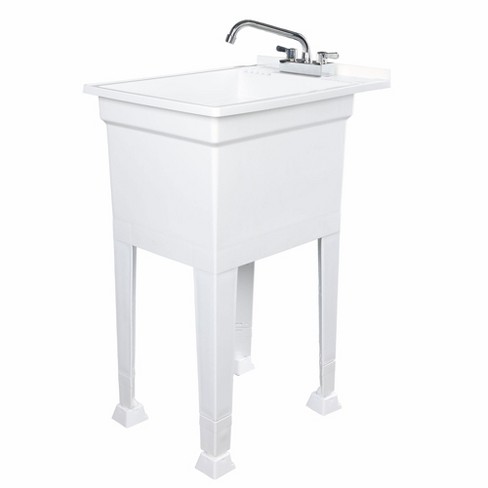 UTILITYSINKS USA-Made Plastic Freestanding 24 in x 24-Inch UtilityTub Heavy  Duty Compact Utility Sink Ideal for Workshop, Laundry Room, Garage,  Greenhouse, Pet Wash Station (White) 