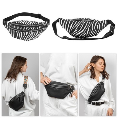 Unique Bargains Zebra Pattern Fanny Pack Black White 1 Pc - image 2
