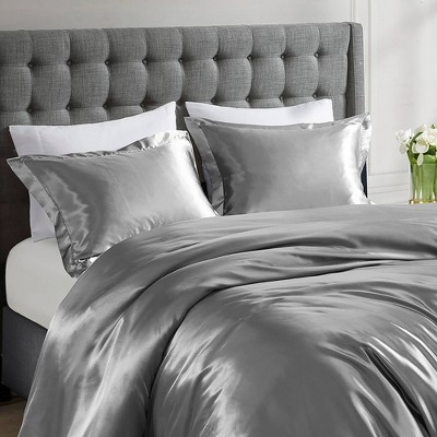 Gray Full Microfiber Satin Luxury Comforter Set