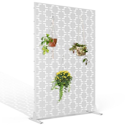 TUYOHW Metal Privacy Screen Outdoor, Decorative Privacy Panels, Freestanding Privacy Screen for Patio, Garden, Pool (White Square)
