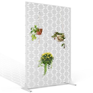 TUYOHW Metal Privacy Screen Outdoor, Decorative Privacy Panels, Freestanding Privacy Screen for Patio, Garden, Pool (White Square) - 1 of 4
