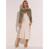 INSPIRE CHIC Women's Evening Bow Tie Front Turndown Collar Faux Fur Fluffy Cropped Coat - 3 of 4
