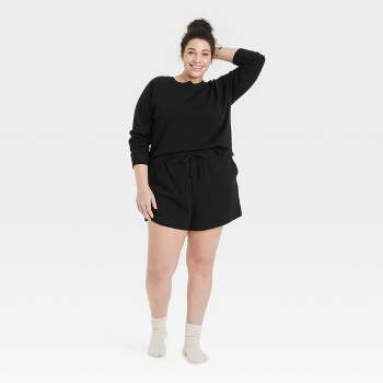 Women's Fleece Lounge Jogger Pants - Colsie™ Black L : Target