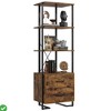 70.9"H 4-Tier Bookcase with Storage Drawers, Metal Frame and Open Display Shelves, Woodgrain Finish - 2 of 4