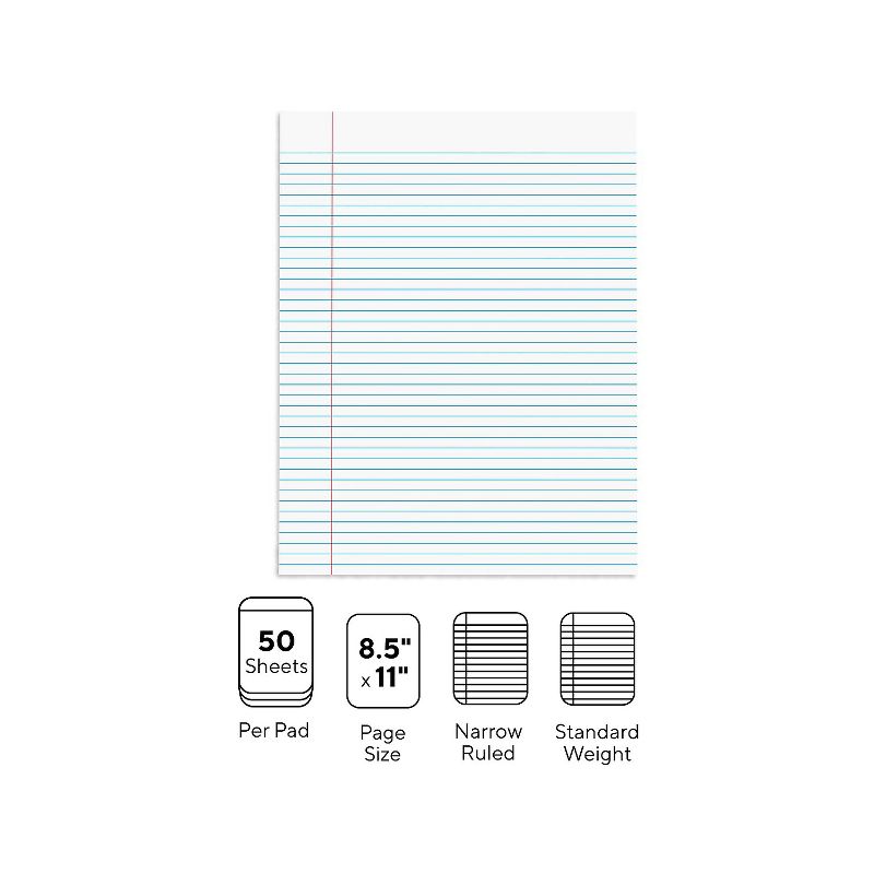 MyOfficeInnovations Notepads 8.5" x 11" Narrow White 50 Sh./Pad 12 Pads/PK (18597STP) 246793, 3 of 9