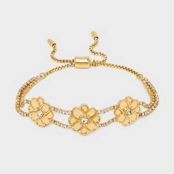 SUGARFIX by BaubleBar Pave Flower Chain Bracelet - Gold