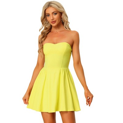 Allegra K Women's Party Sexy Mini Dress Strapless Sweetheart Neck