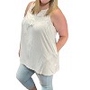 Women's Lace Trim Sleeveless Tee - White Birch - 2 of 2