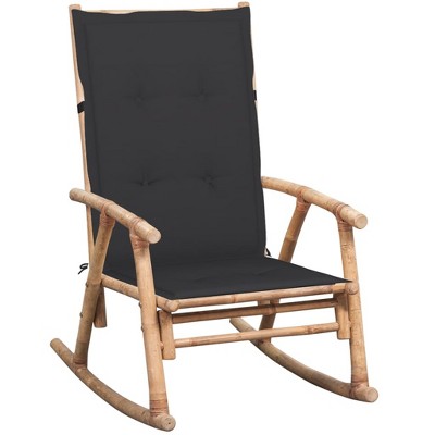 vidaXL Rocking Chair Natural Bamboo Bamboo, Polyester Standard