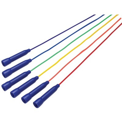 Sportime Jump Ropes, 9 Feet, Assorted Colors, Blue Handles, Set of 6