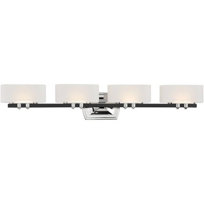 Minka Lavery Modern Wall Light Coal Polished Nickel Hardwired 36 1/4" 4-Light Fixture LED Frosted White Glass Shade for Bathroom