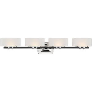 Minka Lavery Modern Wall Light Coal Polished Nickel Hardwired 36 1/4" 4-Light Fixture LED Frosted White Glass Shade for Bathroom - 1 of 3
