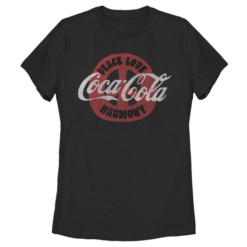 Women's Coca Cola Unity Peace Love Harmony T-Shirt, 1 of 5