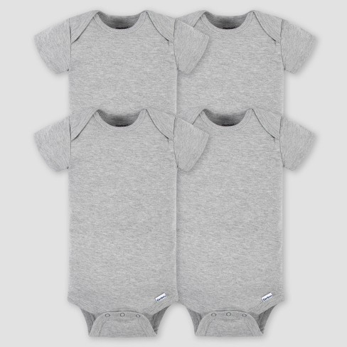 Gerber Baby 4pk Short Sleeve Onesie - Gray Newborn : Target